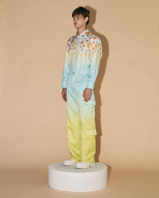 GRADATION SATIN CARGO PANTS