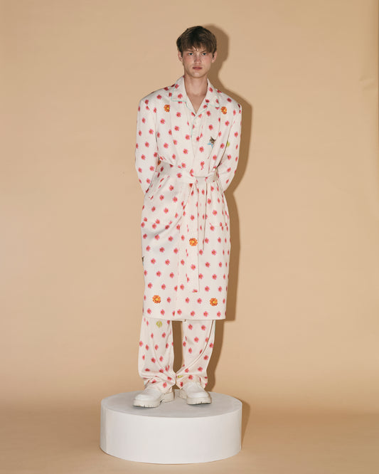 FLOWERS DOT BATHROBE