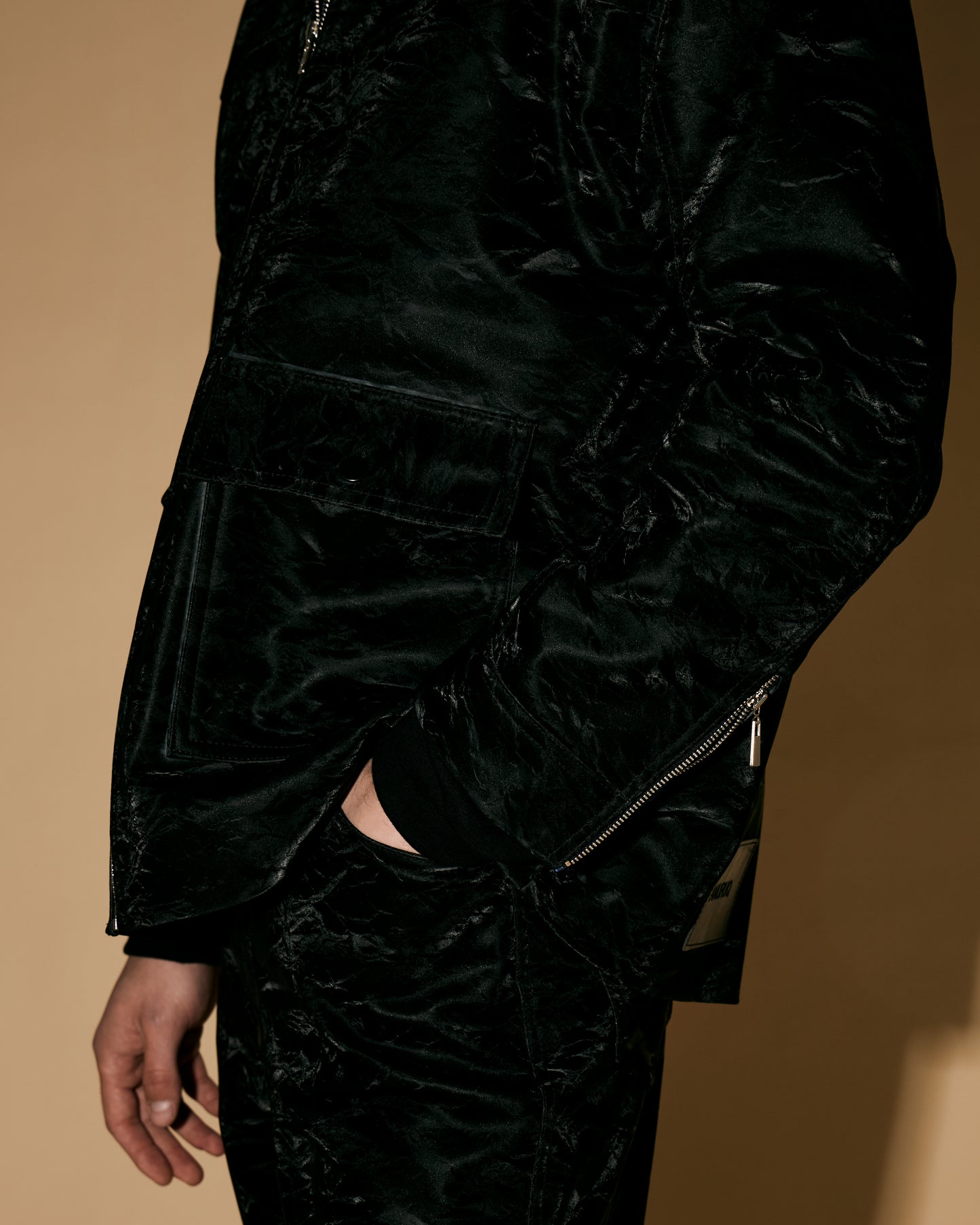 BLACK SILK LEATHER JACKET