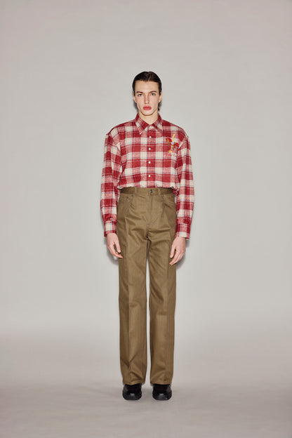 BROWN DENIM ROLL UP PANTS