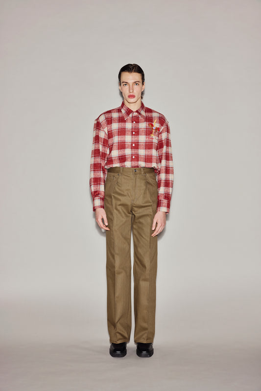 BROWN DENIM ROLL UP PANTS