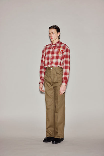 BROWN DENIM ROLL UP PANTS