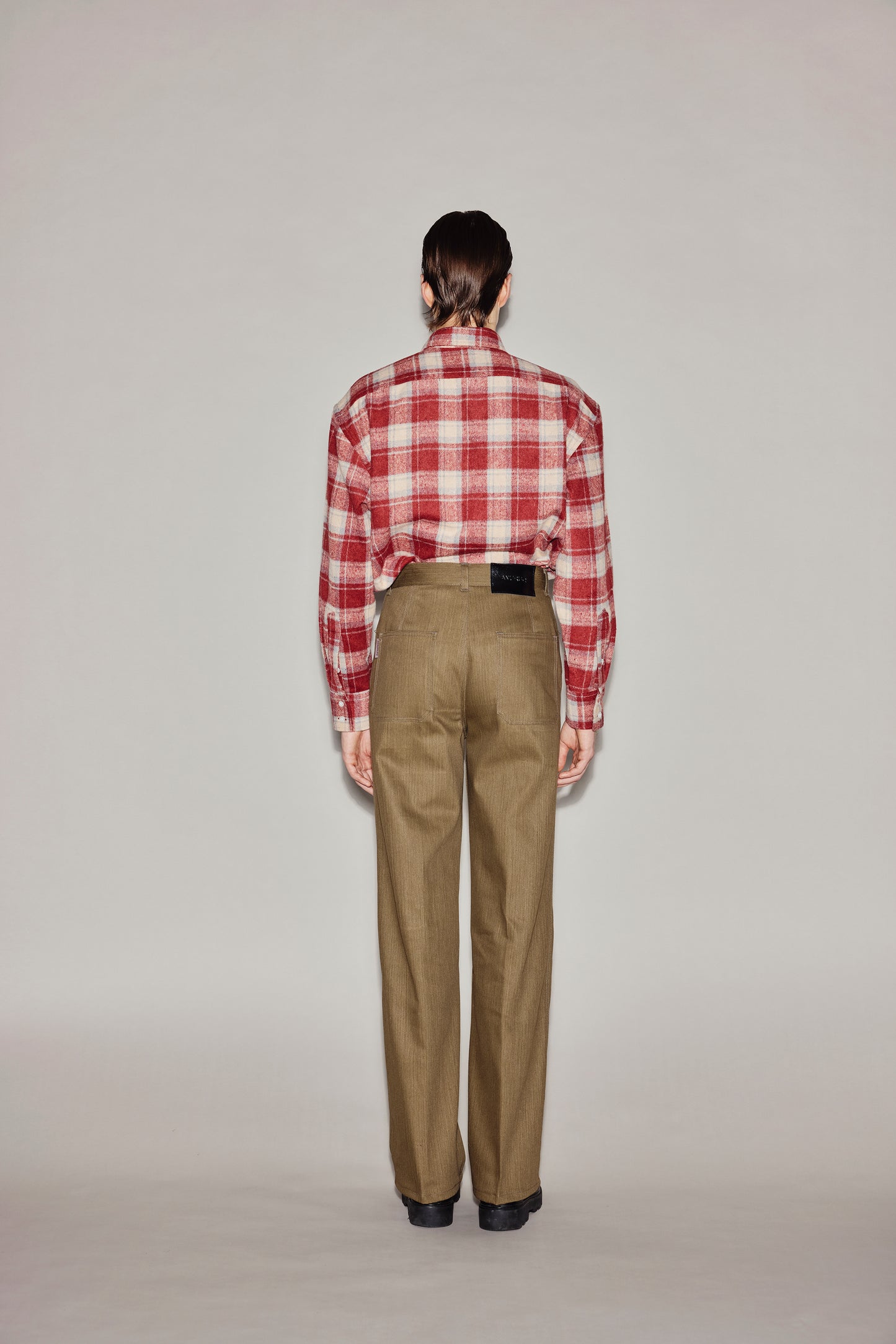 BROWN DENIM ROLL UP PANTS