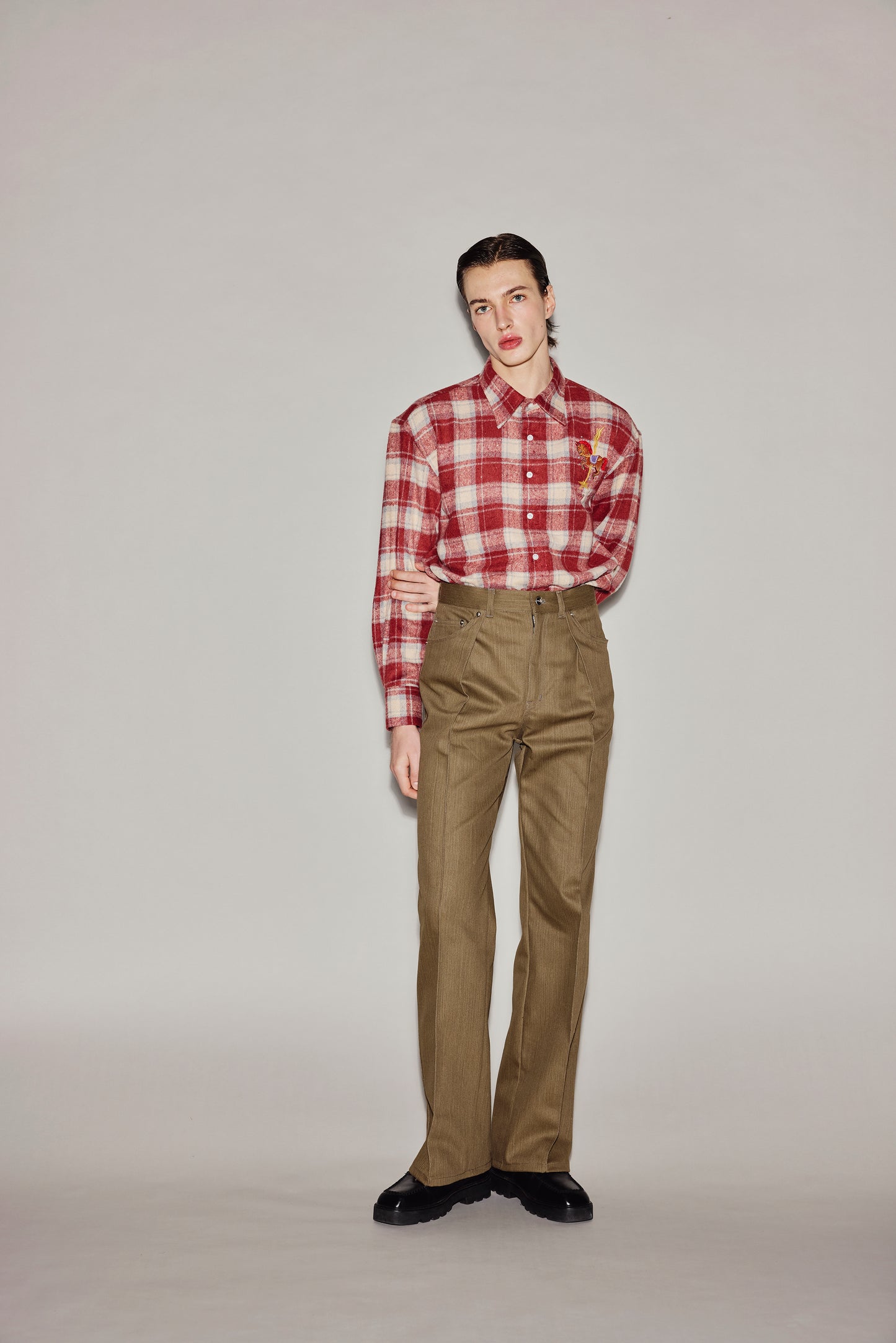 BROWN DENIM ROLL UP PANTS