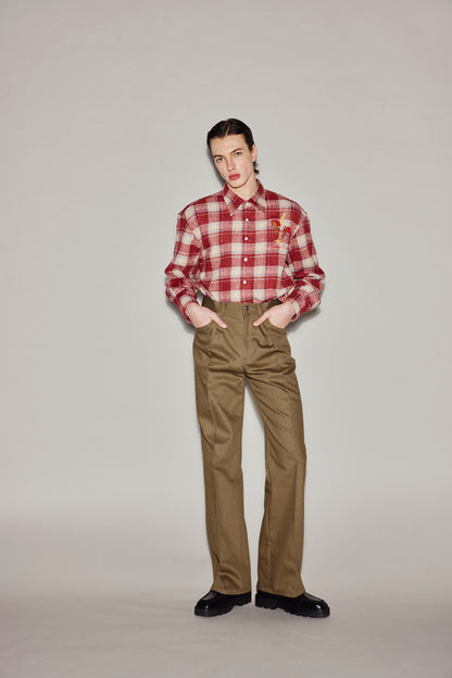 BROWN DENIM ROLL UP PANTS