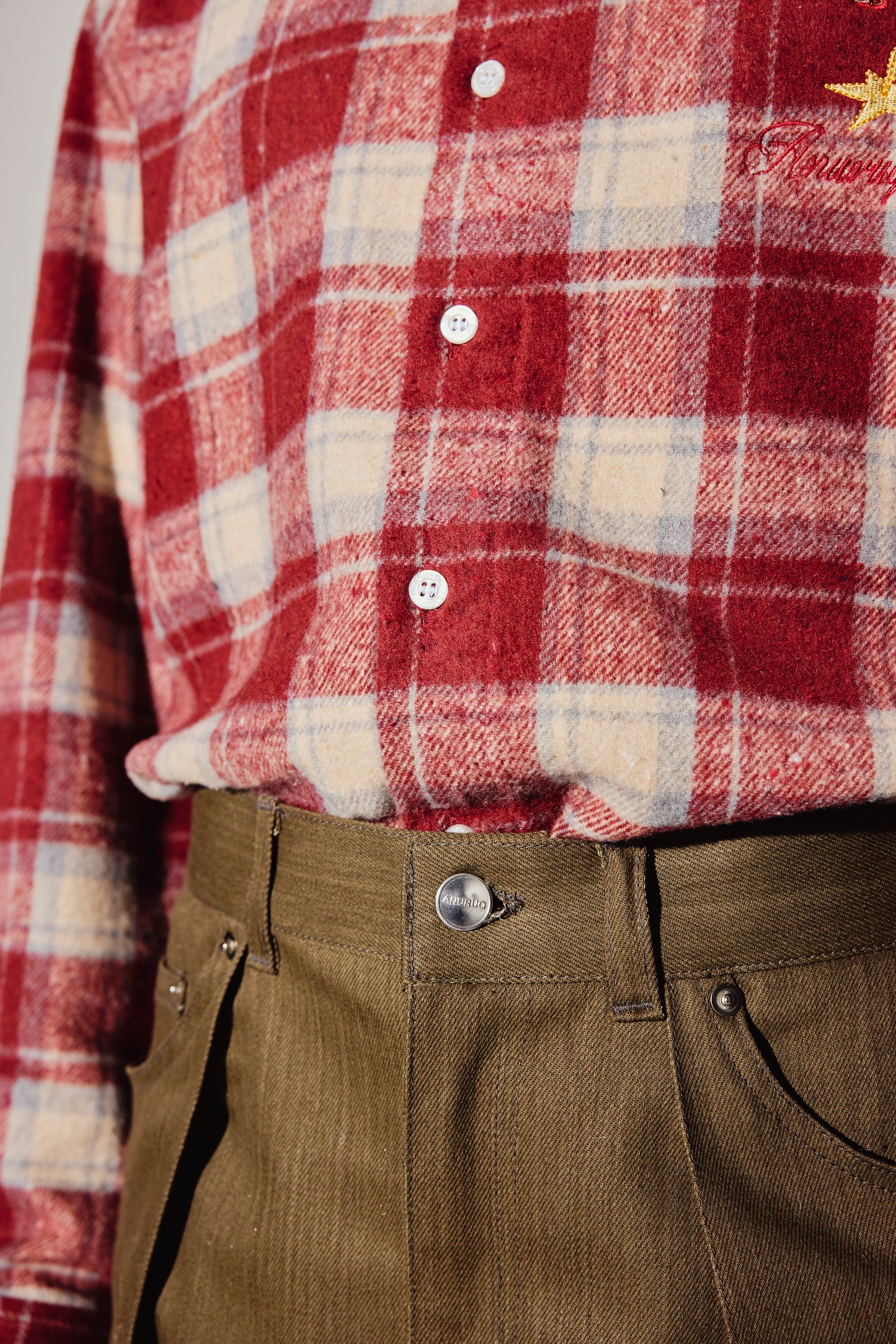 BROWN DENIM ROLL UP PANTS