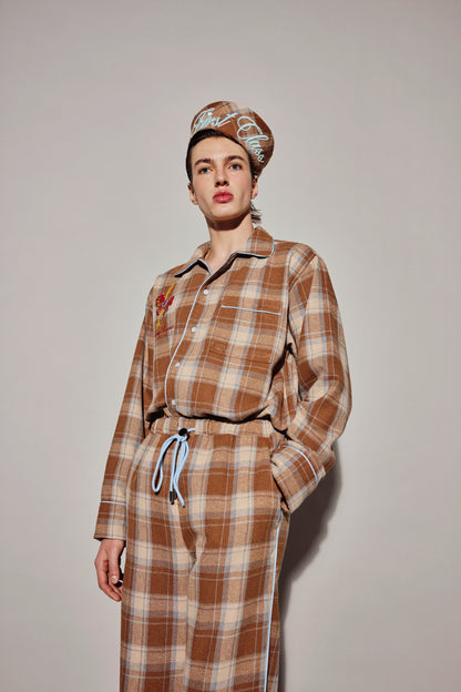 BROWN PLAID PAJAMAS PANTS