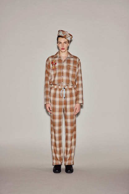 BROWN PLAID PAJAMAS PANTS