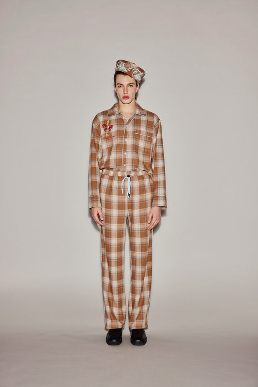 BROWN PLAID PAJAMAS PANTS