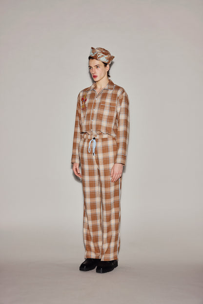 BROWN PLAID PAJAMAS PANTS