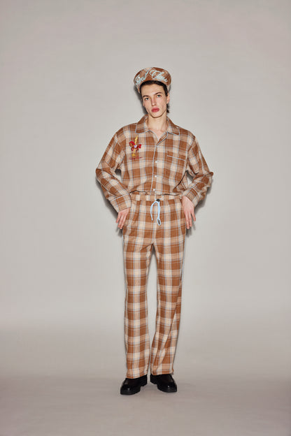 BROWN PLAID PAJAMAS PANTS