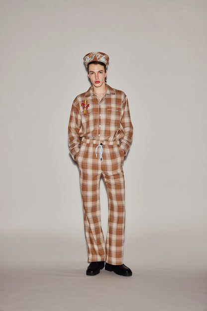 BROWN PLAID PAJAMAS PANTS