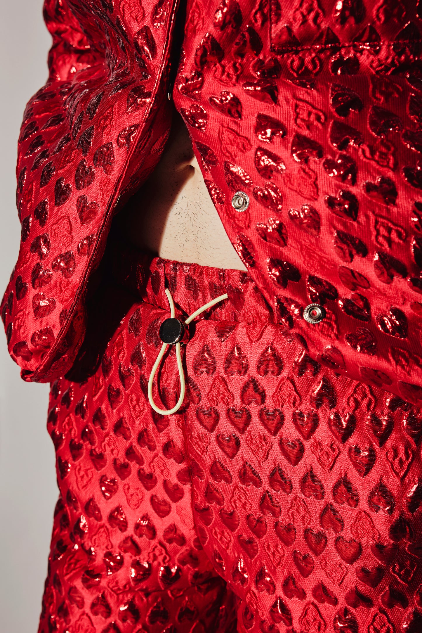 RED HEART PUFFER PANTS