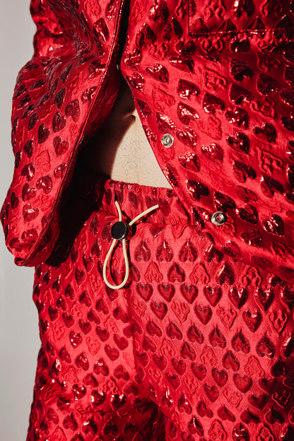 RED HEART PUFFER PANTS