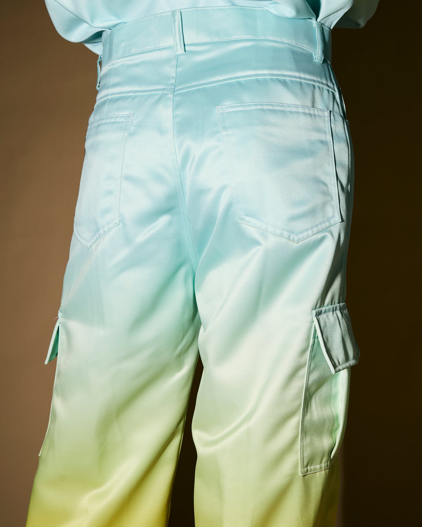 GRADATION SATIN CARGO PANTS
