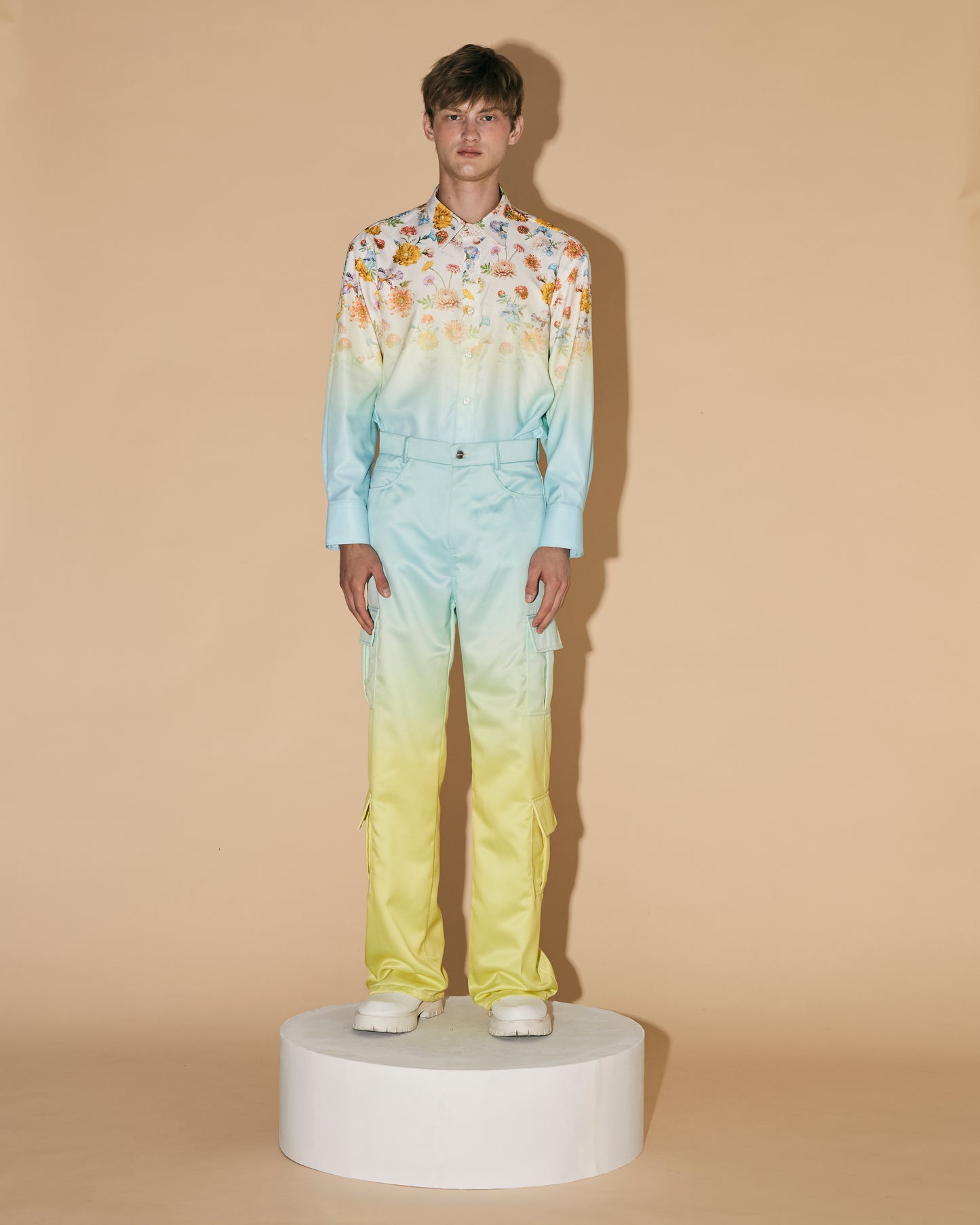 GRADATION SATIN CARGO PANTS