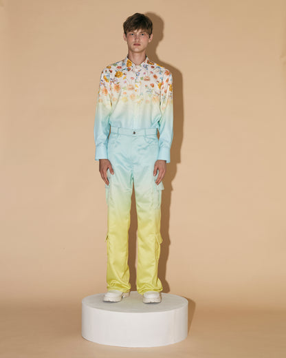 GRADATION SATIN CARGO PANTS