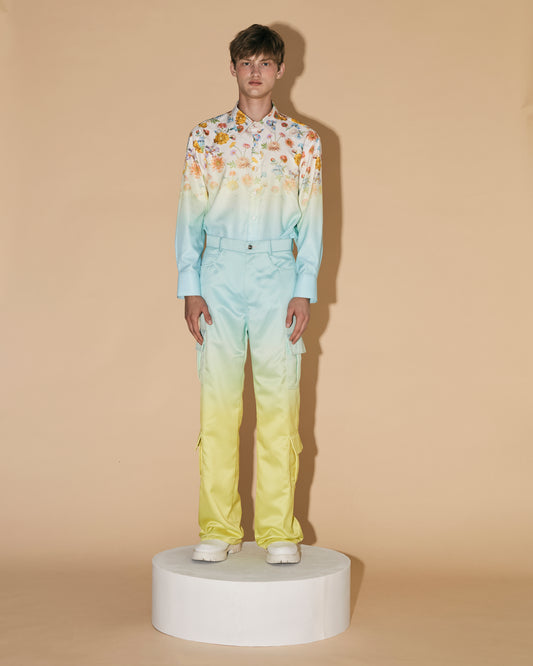 GRADATION SATIN CARGO PANTS