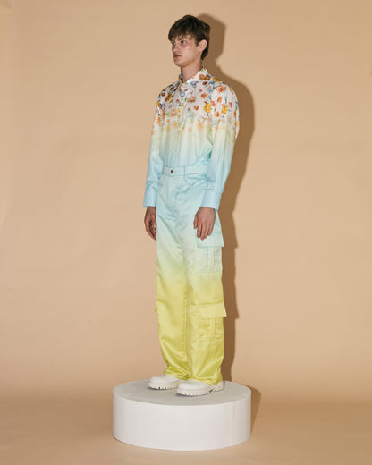 GRADATION SATIN CARGO PANTS