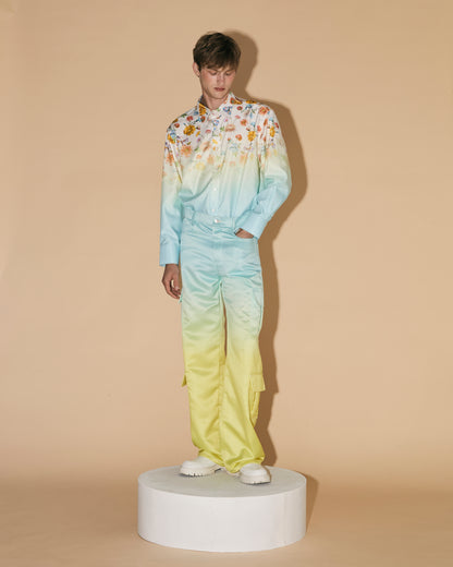 GRADATION SATIN CARGO PANTS