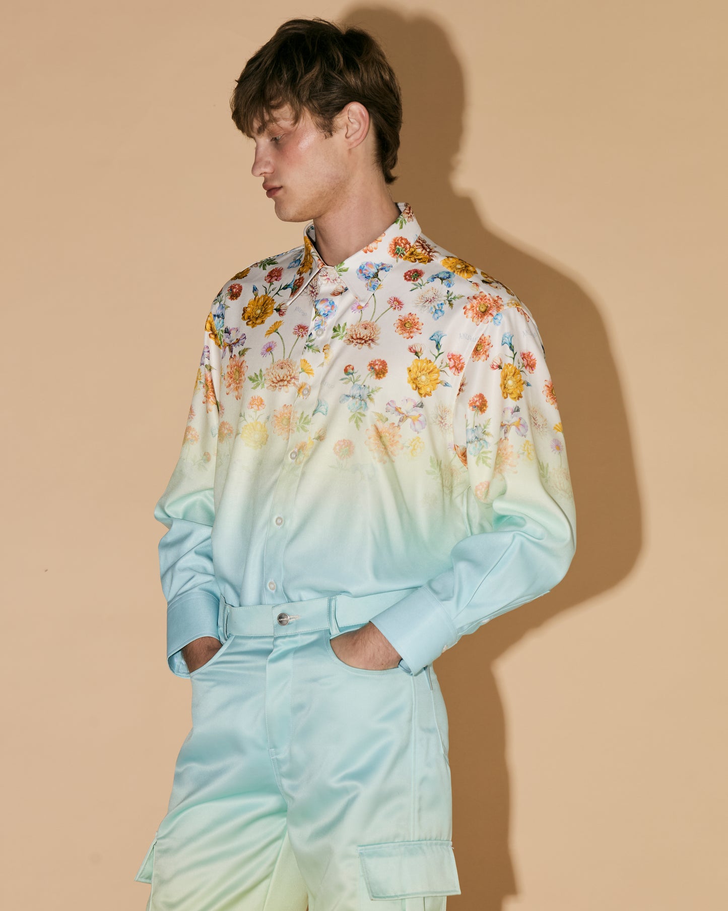 GRADATION SATIN CARGO PANTS