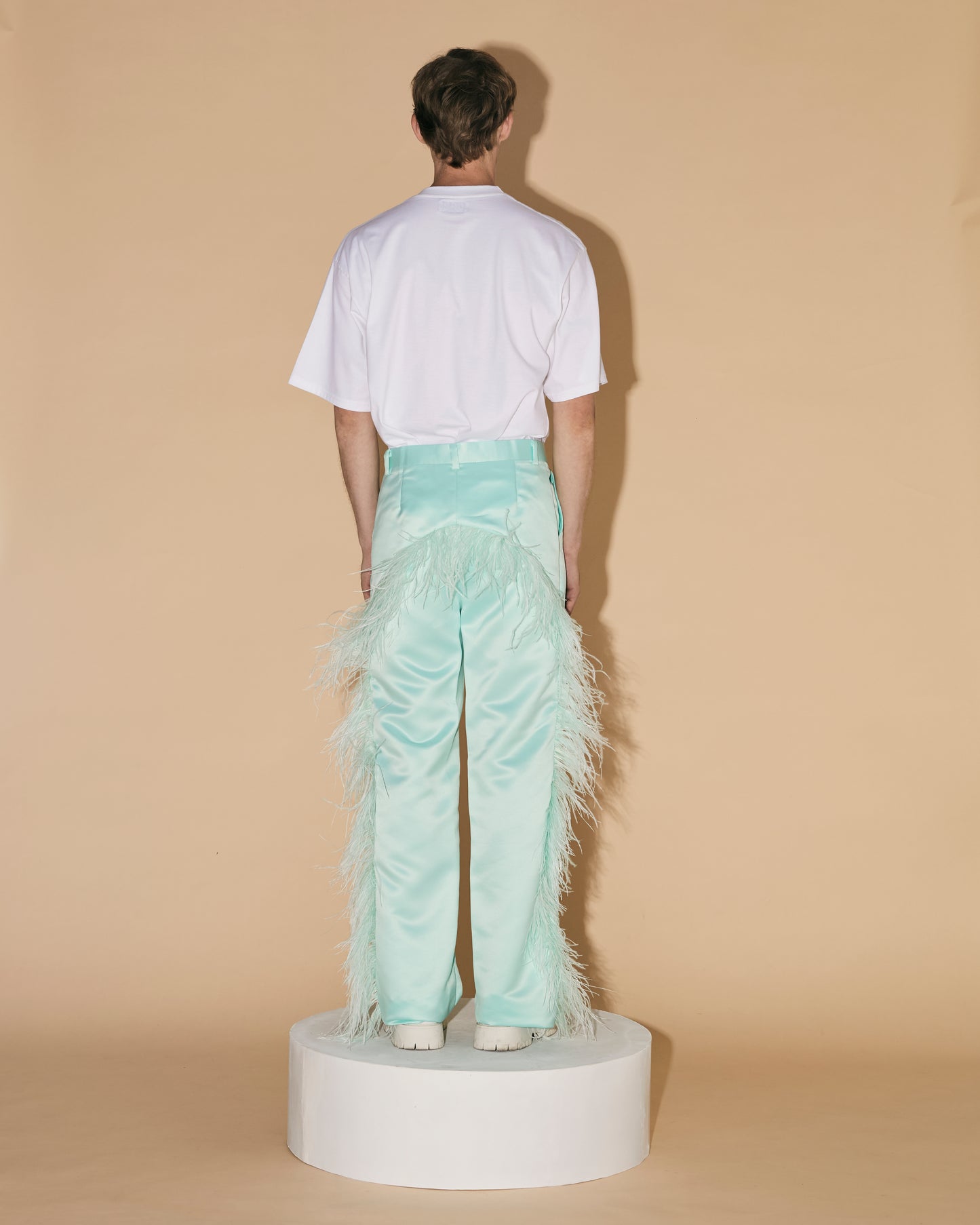 MINT OSTRICH FEATHER PANTS