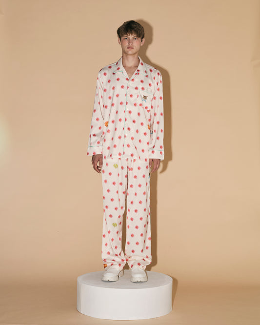 FLOWERS DOT PAJAMAS SHIRT