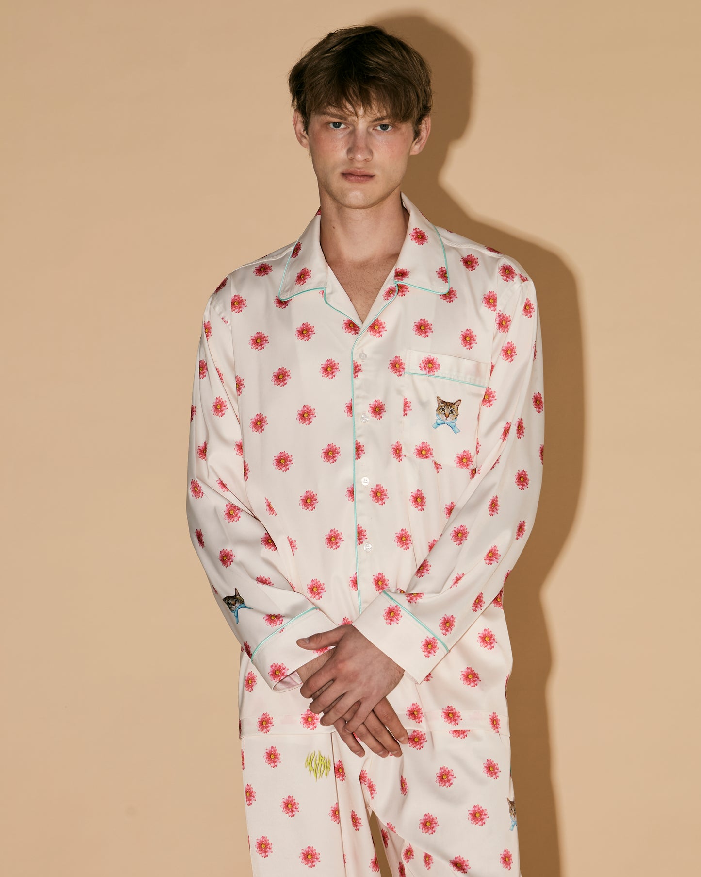 FLOWERS DOT PAJAMAS SHIRT