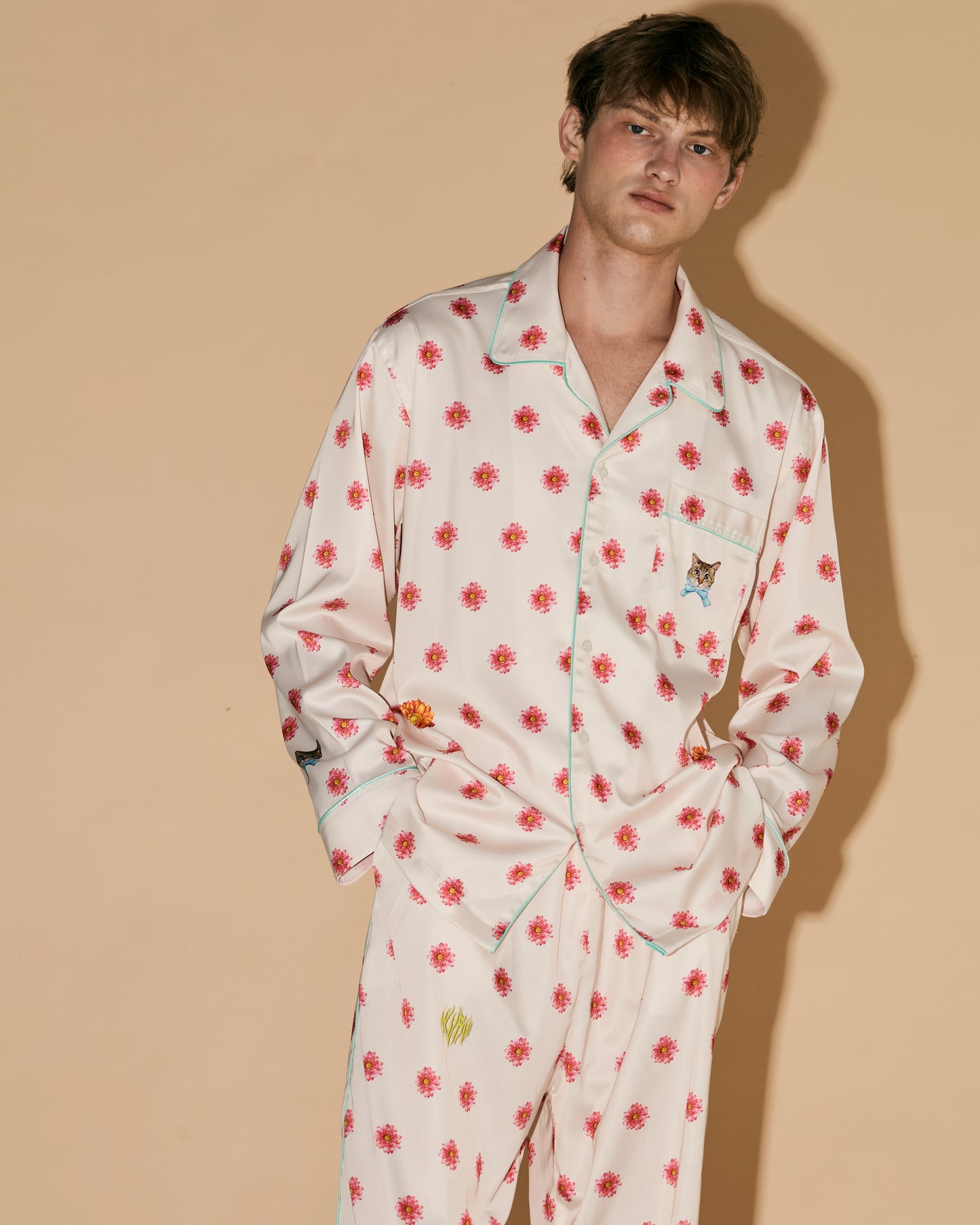 FLOWERS DOT PAJAMAS SHIRT