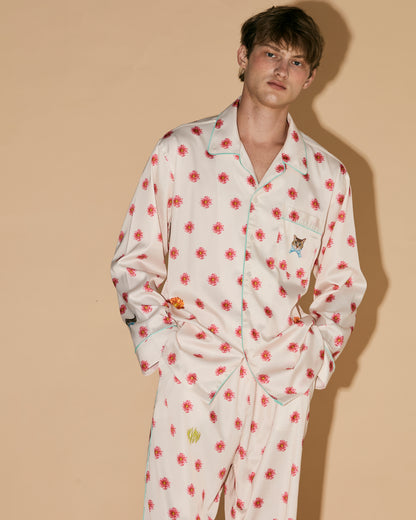 FLOWERS DOT PAJAMAS SHIRT