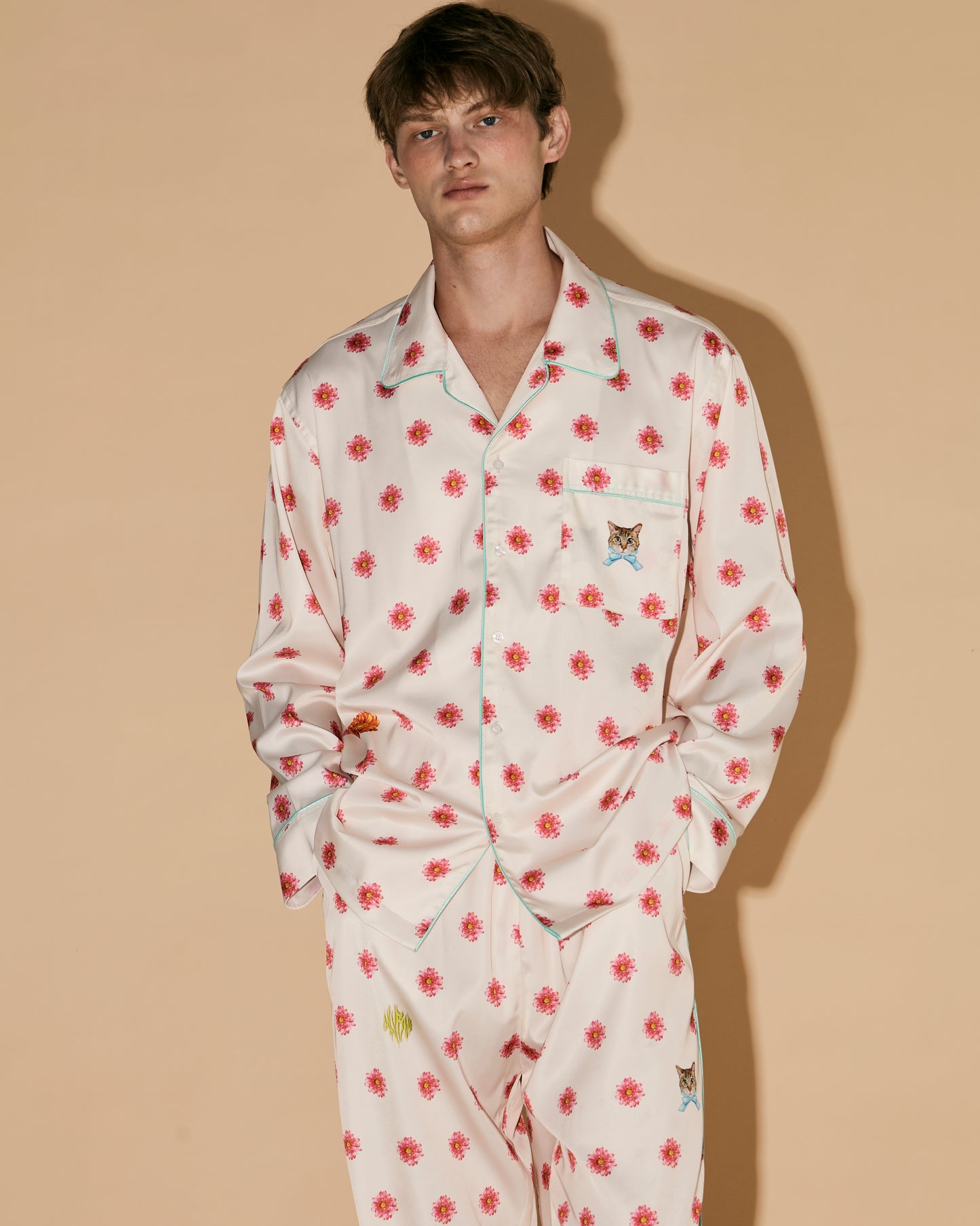FLOWERS DOT PAJAMAS SHIRT