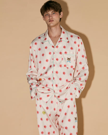 FLOWERS DOT PAJAMAS SHIRT