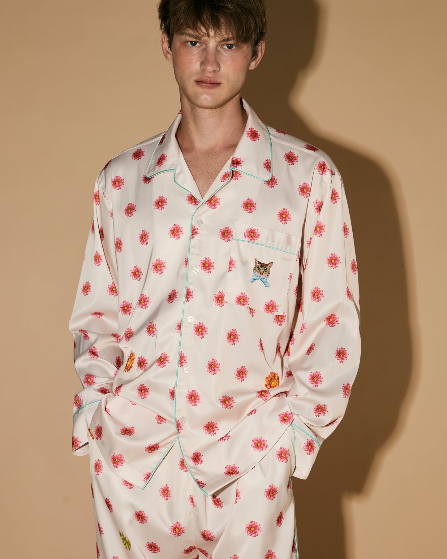 FLOWERS DOT PAJAMAS SHIRT