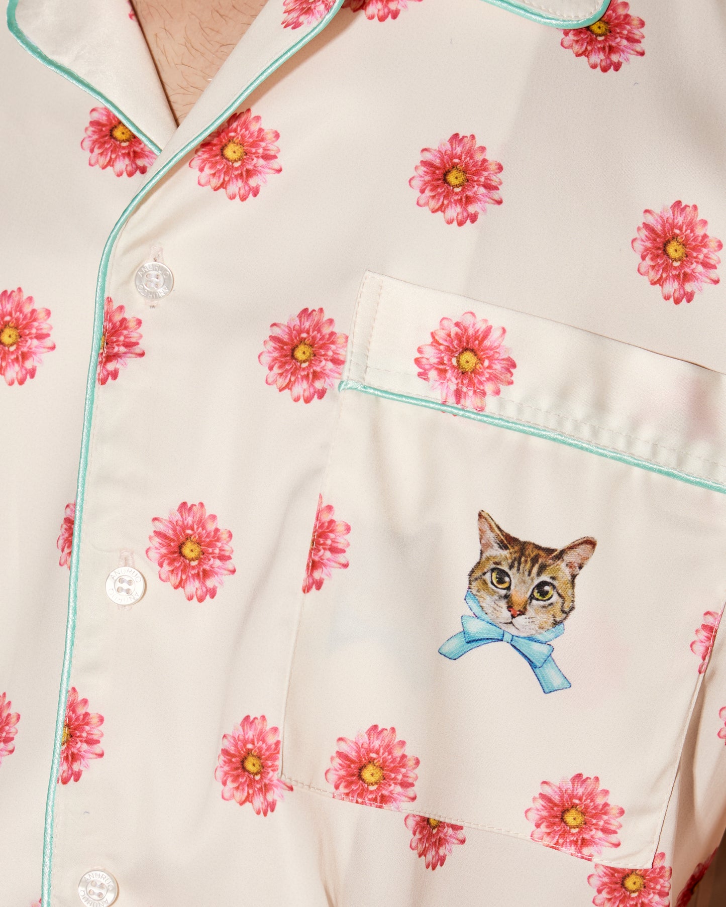 FLOWERS DOT PAJAMAS SHIRT