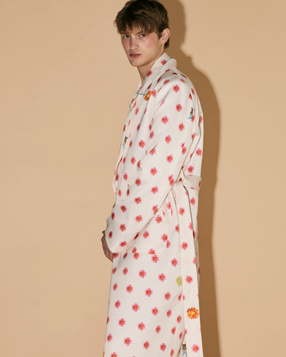 FLOWERS DOT BATHROBE