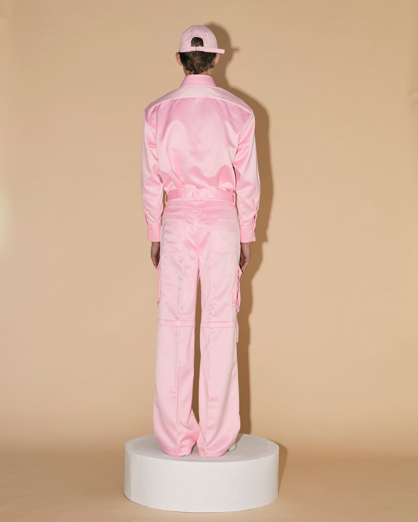 BLACK SATIN CARGO PANTS