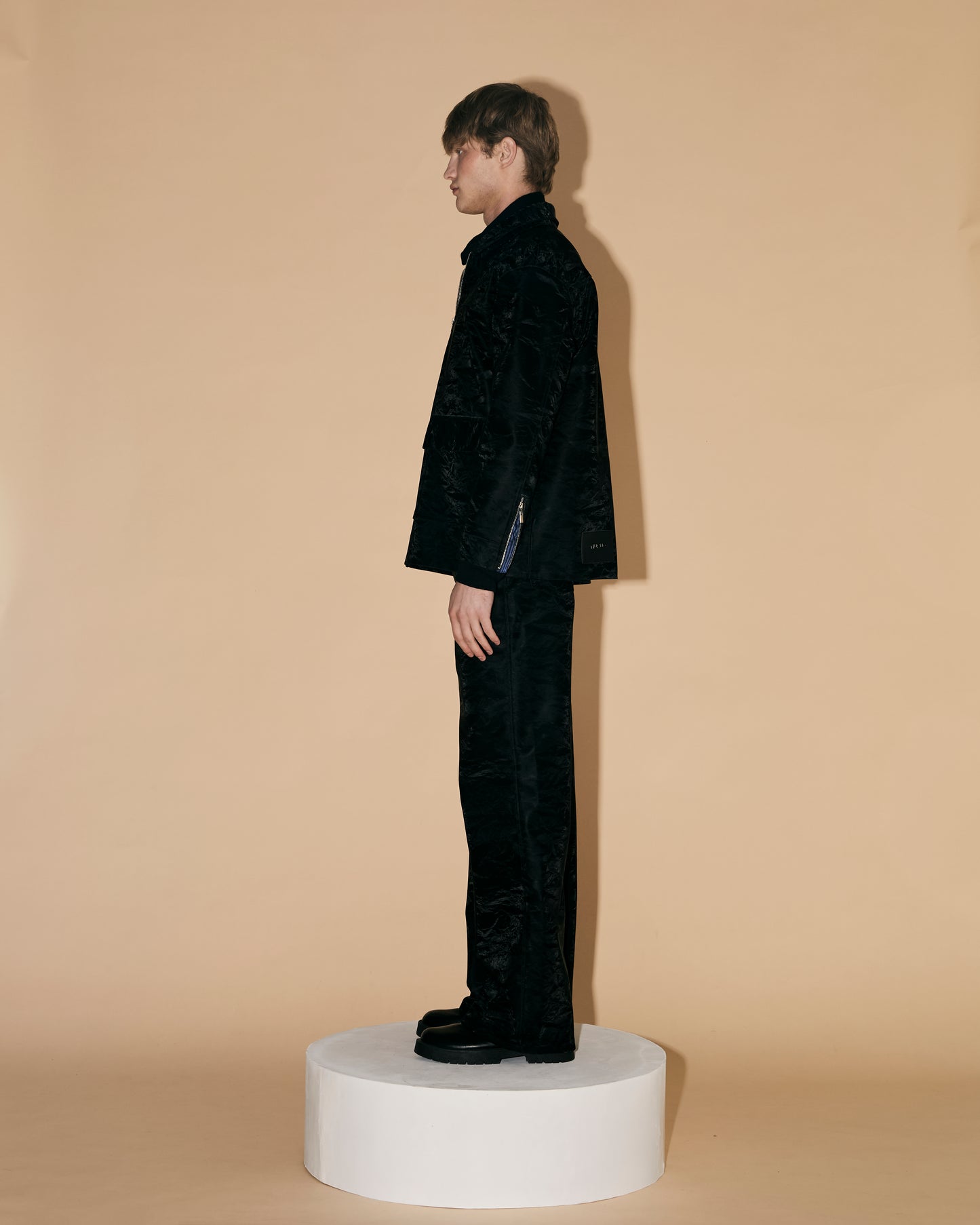 BLACK SILK LEATHER JACKET