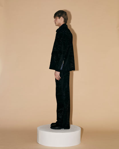 BLACK SILK LEATHER JACKET