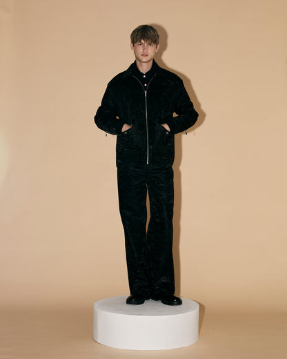 BLACK SILK LEATHER JACKET