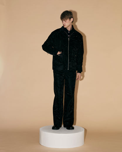 BLACK SILK LEATHER JACKET