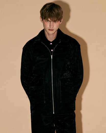 BLACK SILK LEATHER JACKET