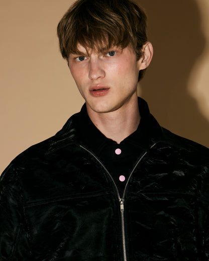 BLACK SILK LEATHER JACKET