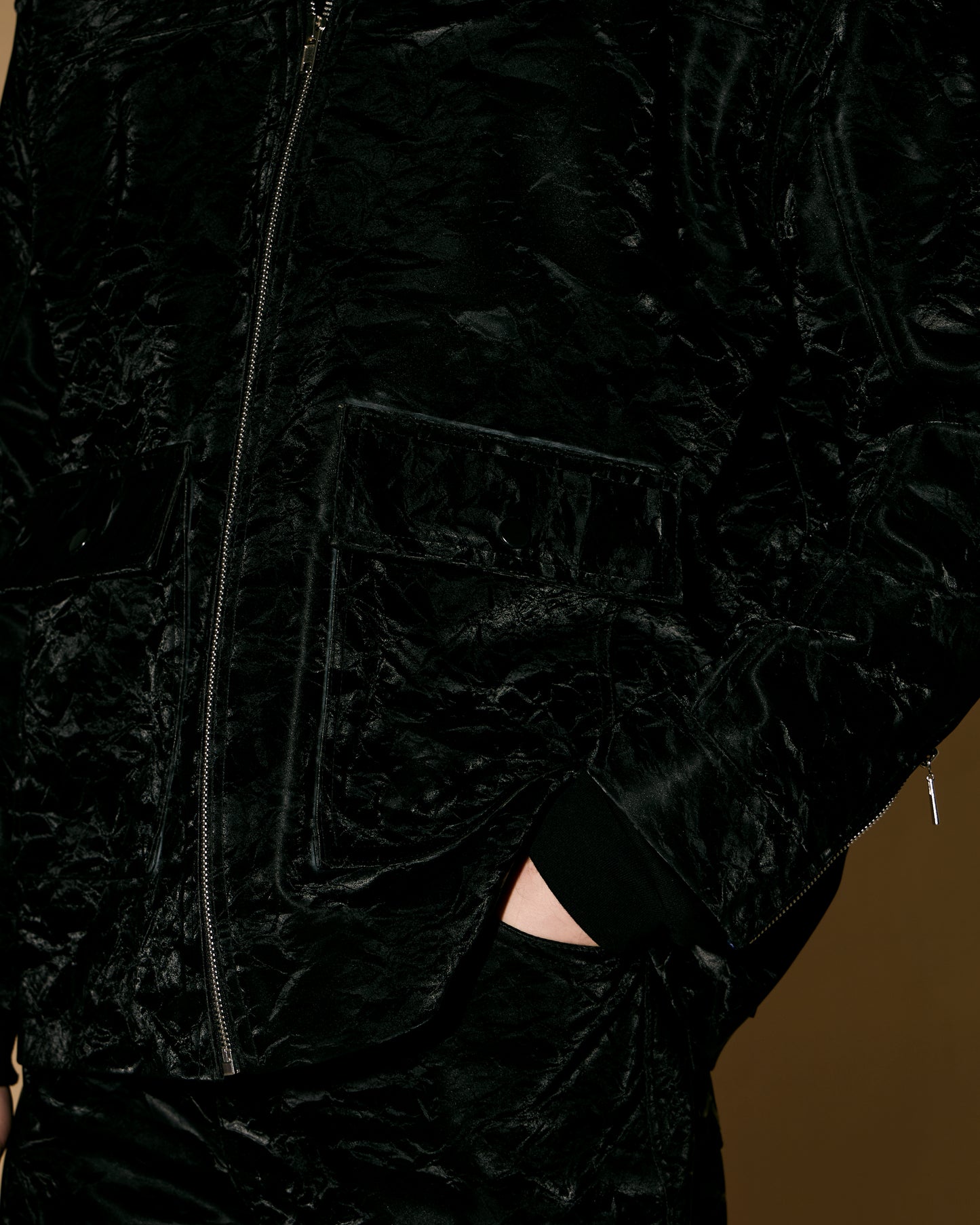 BLACK SILK LEATHER JACKET