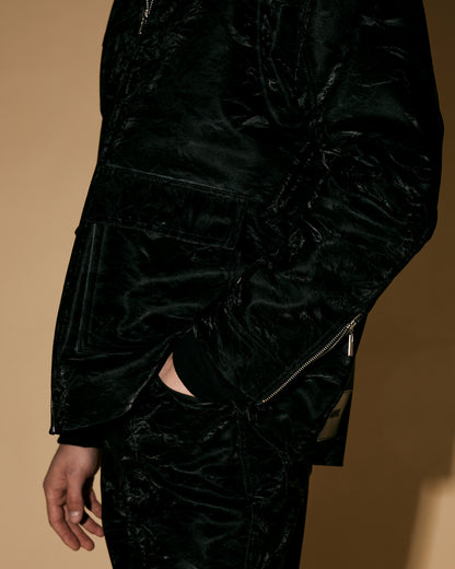 BLACK SILK LEATHER JACKET