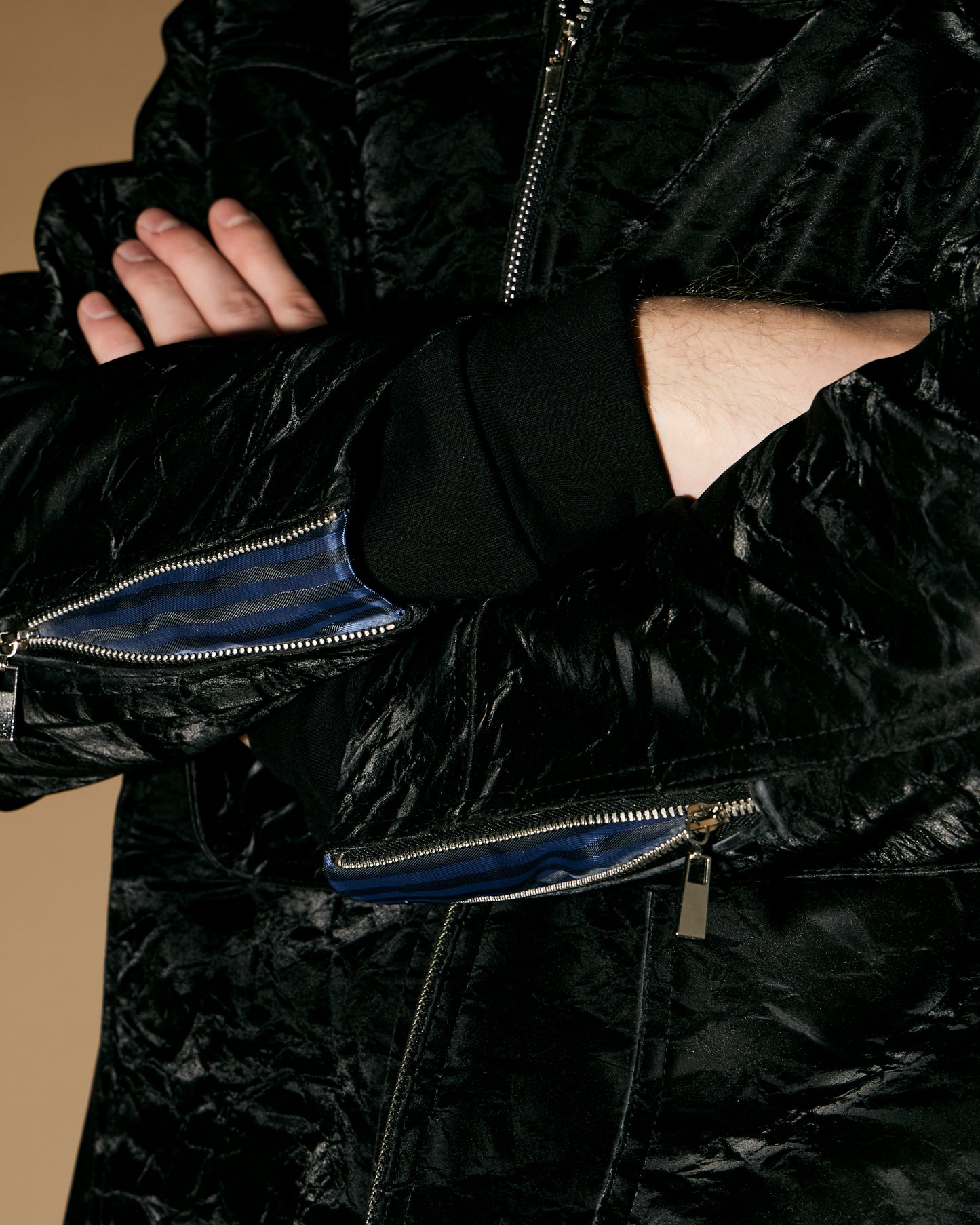 BLACK SILK LEATHER JACKET