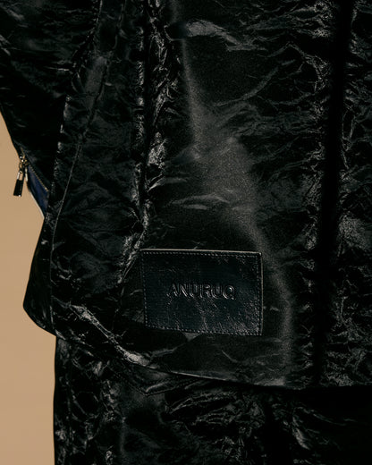 BLACK SILK LEATHER JACKET