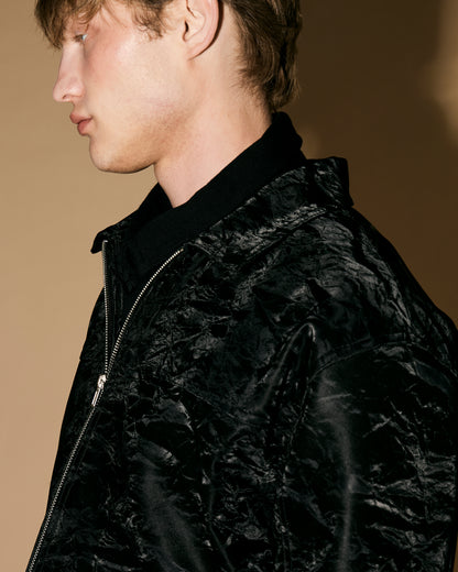 BLACK SILK LEATHER JACKET