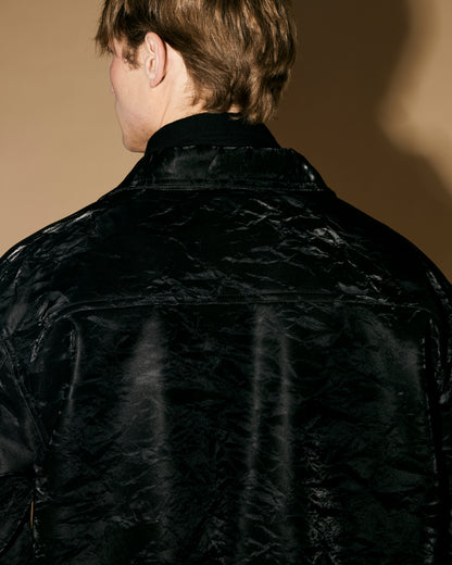 BLACK SILK LEATHER JACKET